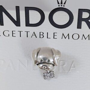 Pandora Pet Dog & Bon Dangle Charm 925 Silver Jewelry Bracelet Pendant with box